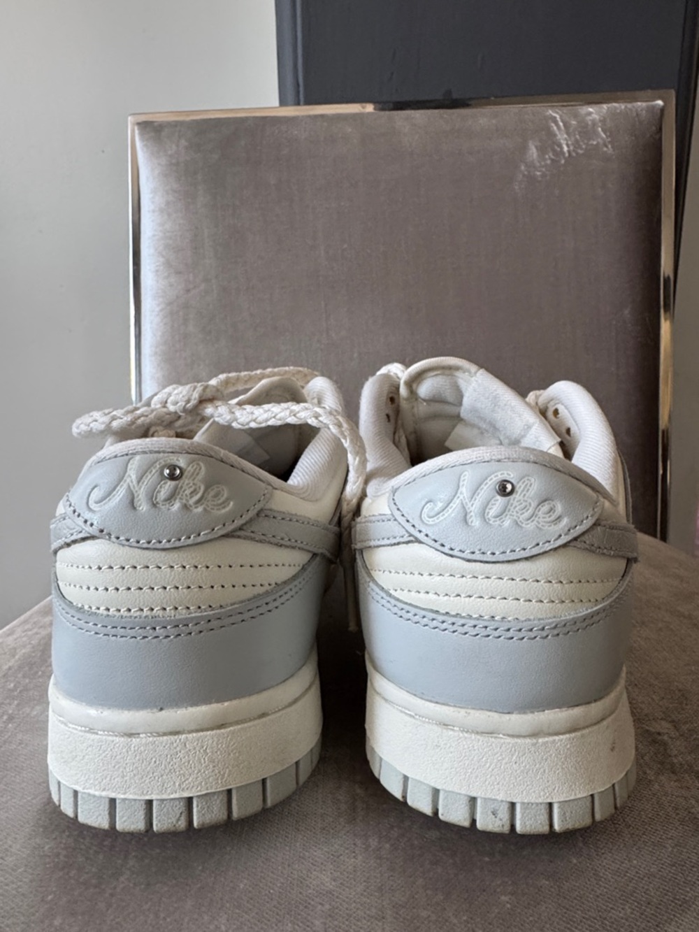 Nike Women’s Low-Top Sneakers in Light Gray and Cream - Picture 2 of 3